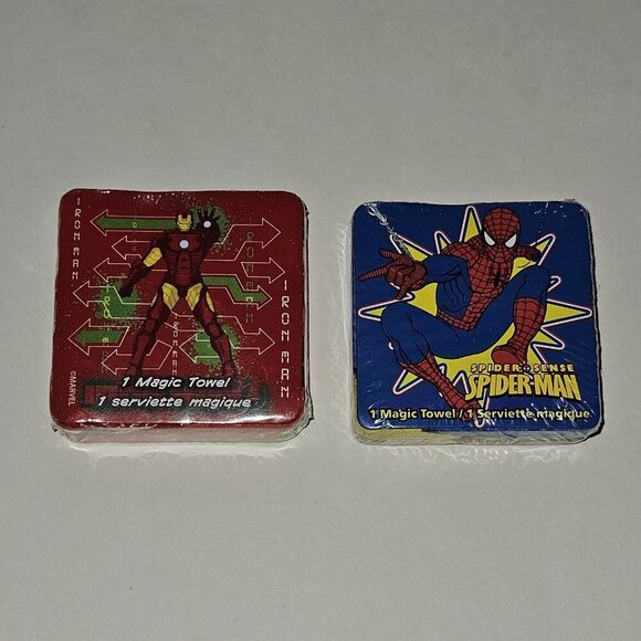 NEW 2 Marvel Spider-Man Magic Towel Lot 100% Cotton 11" x 11" SEALED - Picture 1 of 5